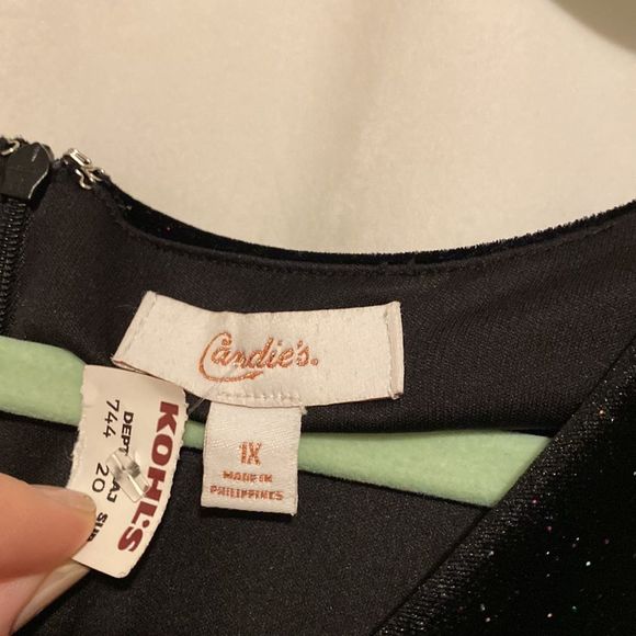 CANDIE’S Glitter Velour Romper Pockets! Stretchy Long Sleeve Party Outfit - Picture 5 of 6